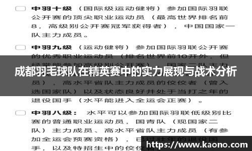 成都羽毛球队在精英赛中的实力展现与战术分析